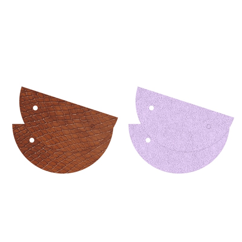 Leather insert – Earrings, Metallic Lavender / Reptile Caramel-lesgeorgettes