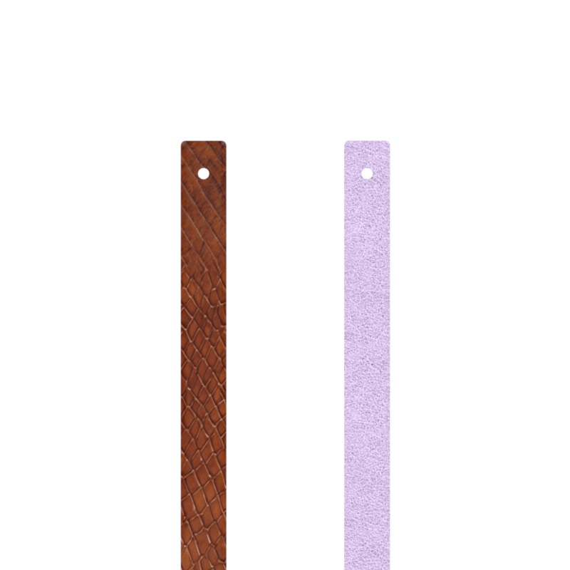 Leather insert – Bracelets, Metallic Lavender / Reptile Caramel-lesgeorgettes