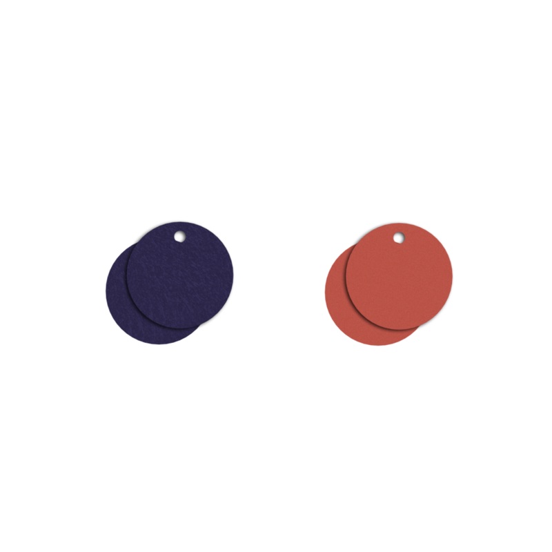Leather insert – Earrings, Coral / Metallic Navy Blue-lesgeorgettes