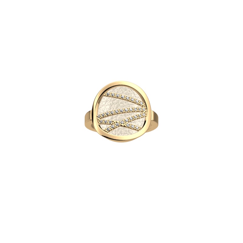 Liens ring, Pearl White / Magnolia reversible insert-lesgeorgettes