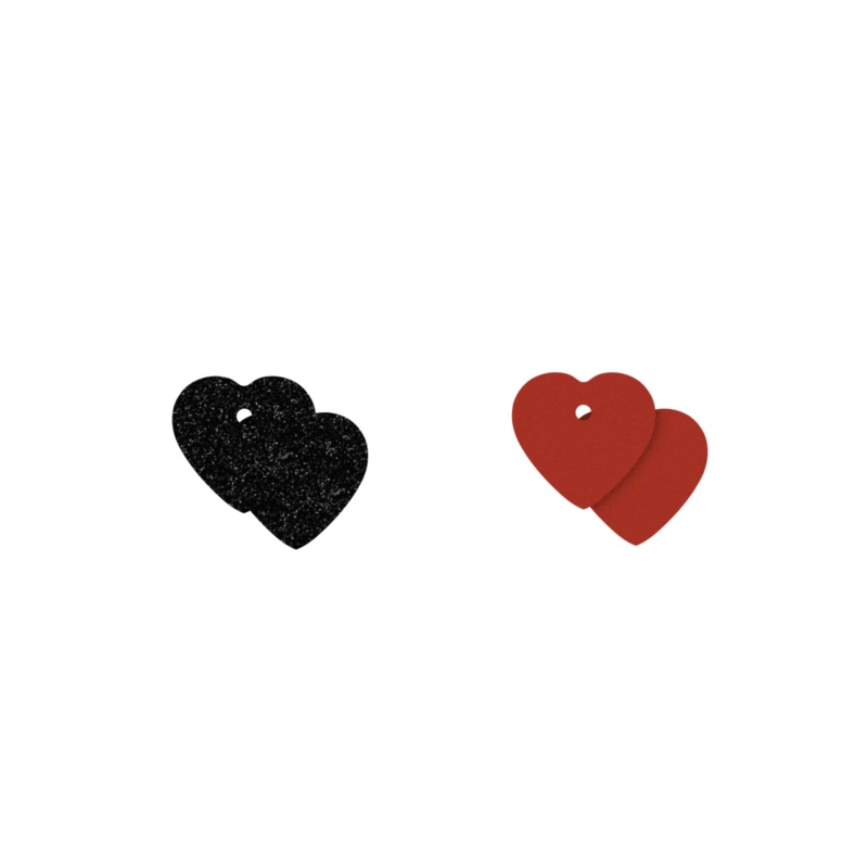 Leather insert – Earrings, Black Glitter / Red-lesgeorgettes