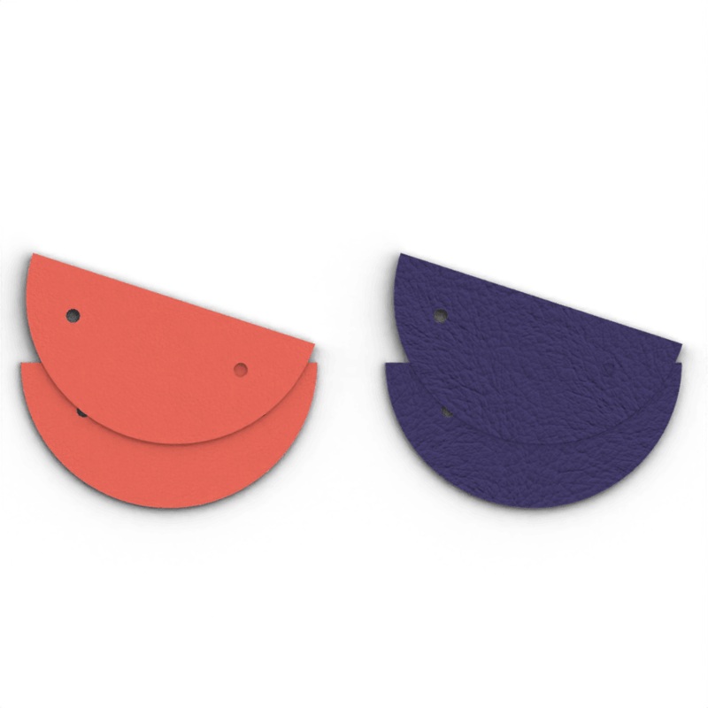 Leather insert – Earrings, Soft Coral / Midnight Blue-lesgeorgettes