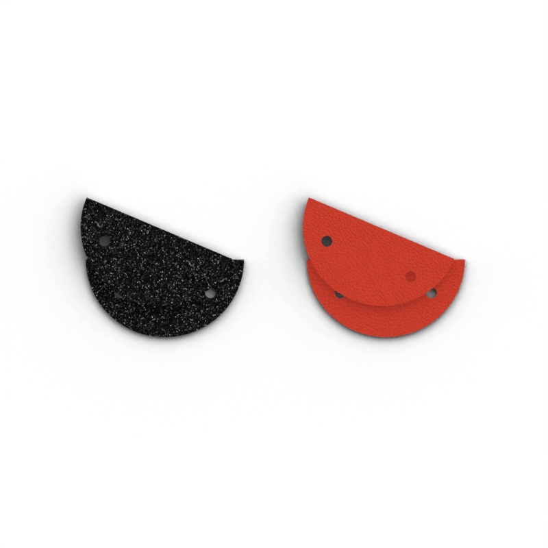 Leather insert – Earrings, Black Glitter / Soft Red-lesgeorgettes