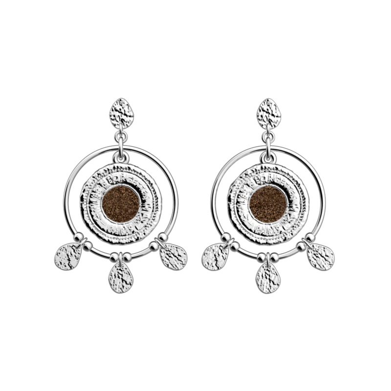 Ppite earrings, Bronze Glitter / Verdigris reversile inserts-lesgeorgettes