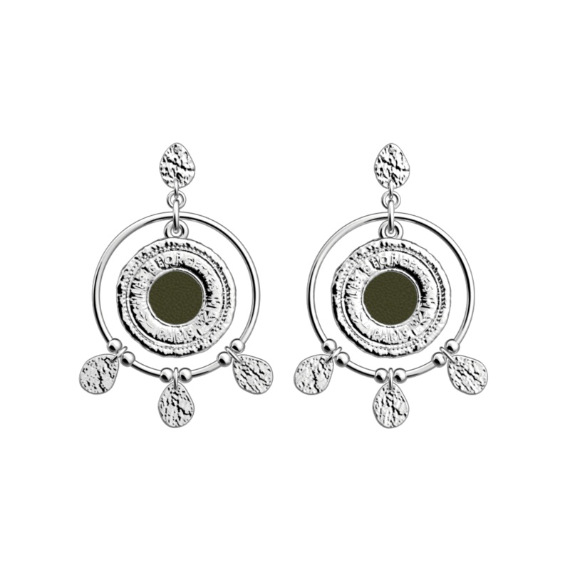 Ppite earrings, Verdigris / Bronze Glitter reversible inserts-lesgeorgettes