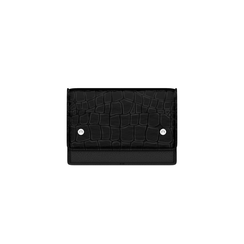 Bag Le Mini, Black Crocodile Effect/Glitter Green-lesgeorgettes