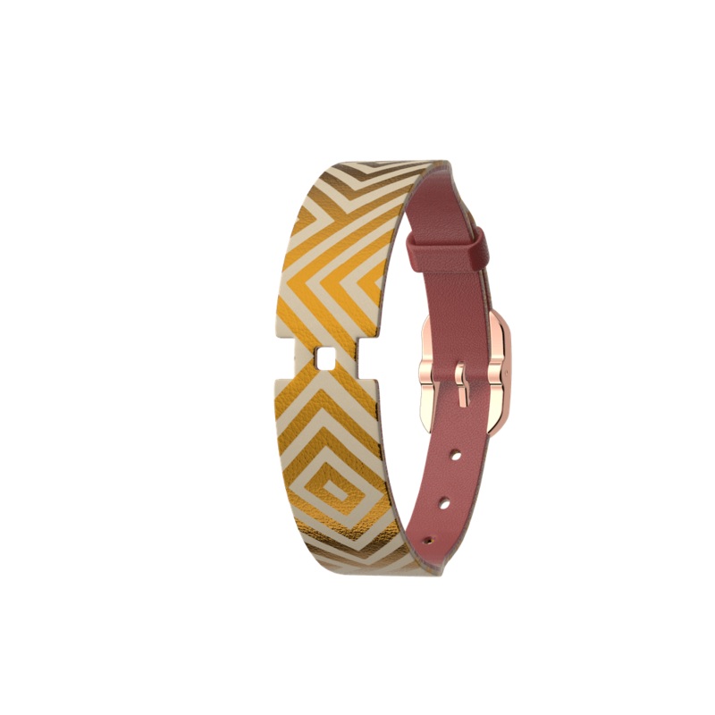 Blush / Rubik Single Wrap Leather strap, Rose gold finish buckle-lesgeorgettes