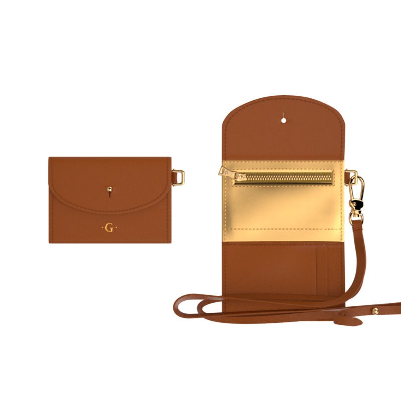 Camel wallet with strap-lesgeorgettes