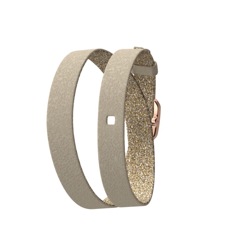 Cream / Gold Glitter Wraparound leather strap, Rose gold finish buckle-lesgeorgettes
