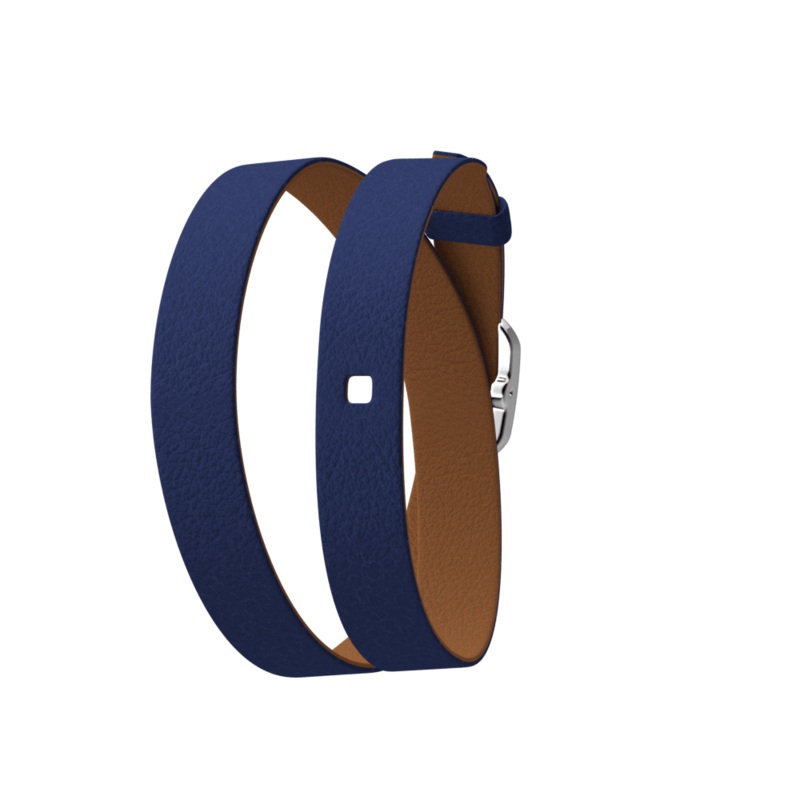 Denim Blue / Canyon Wraparound leather strap, Silver finish buckle-lesgeorgettes