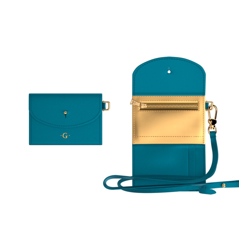Duck blue wallet with strap-lesgeorgettes