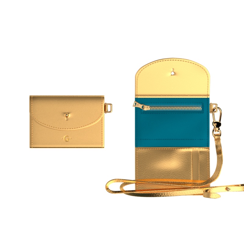 Gold-plated purse with strap-lesgeorgettes