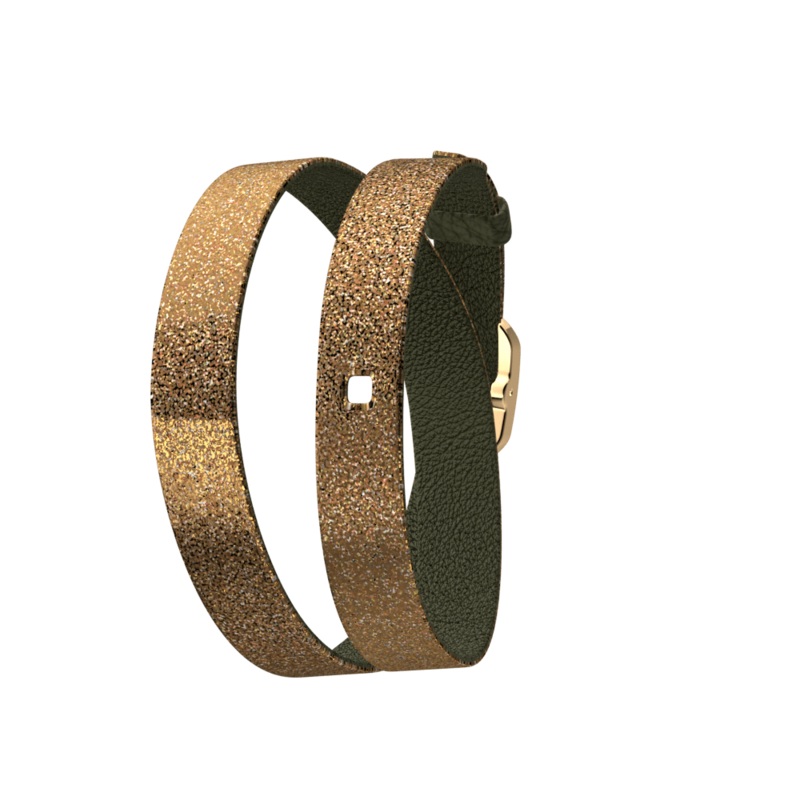 Reversible watch bracelet, Bronze Glitter / Verdigris-lesgeorgettes