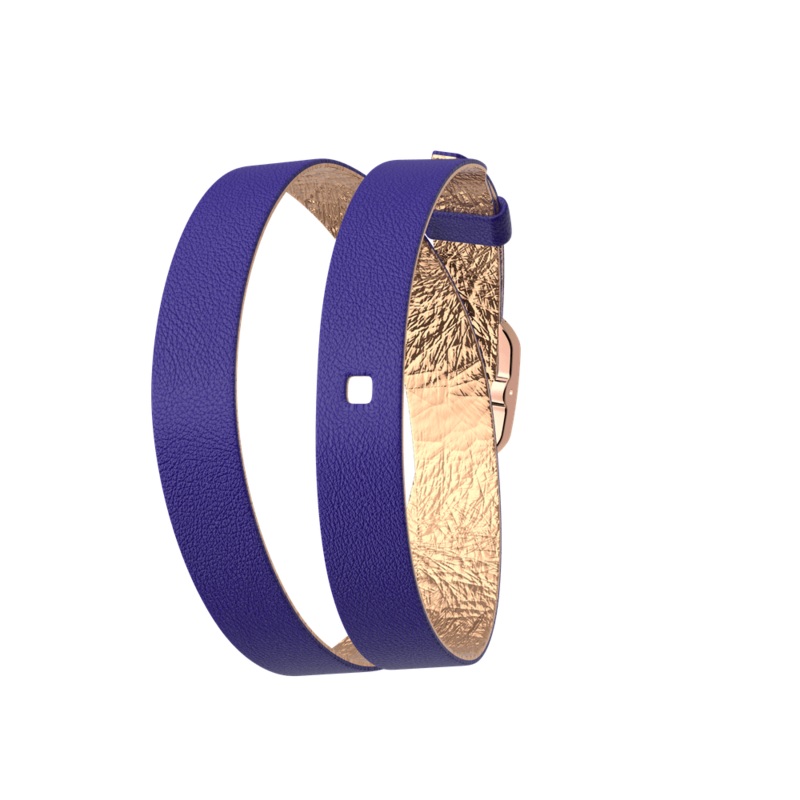 Royal Blue / Mermaid Pink Wraparound leather strap, Rose gold finish buckle-lesgeorgettes