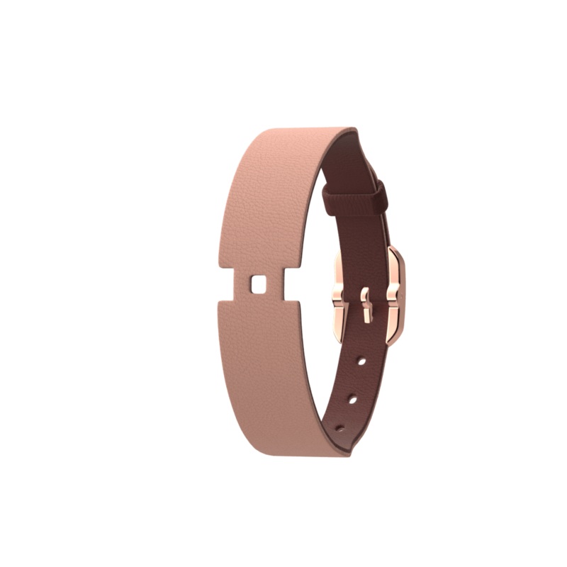 Single Wrap leather strap, Peach/Cyclamen, Rose gold finish buckle-lesgeorgettes