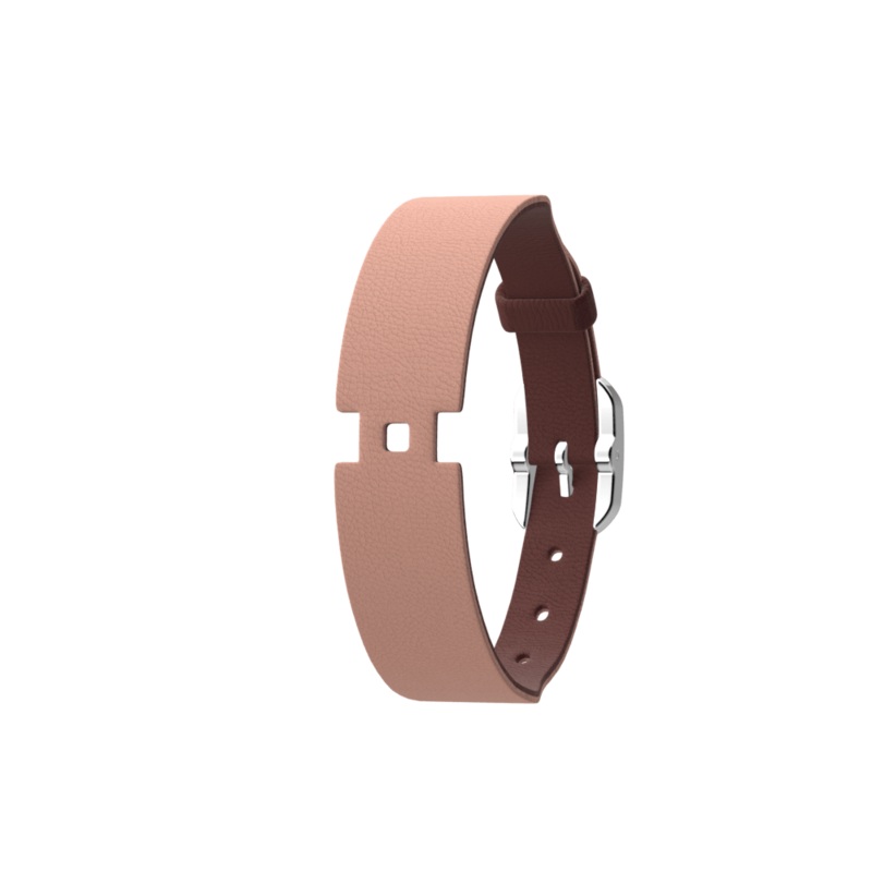 Single Wrap leather strap, Peach/Cyclamen, Silver finish buckle-lesgeorgettes