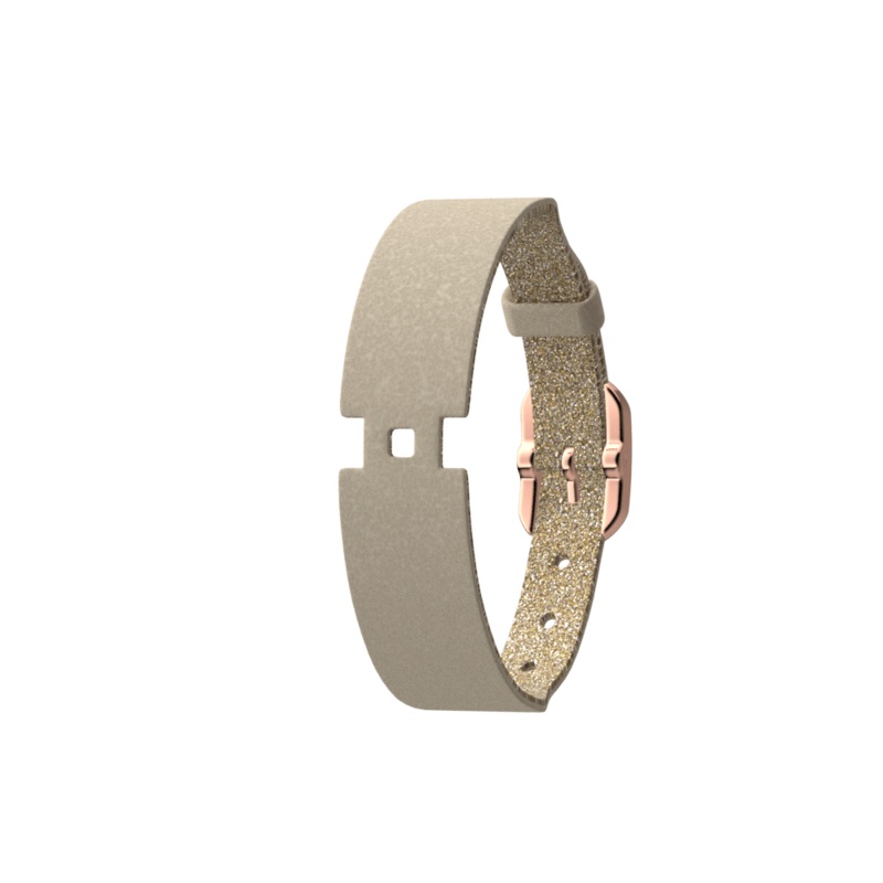 Cream / Gold Glitter Single Wrap Leather strap, Rose gold finish buckle-lesgeorgettes
