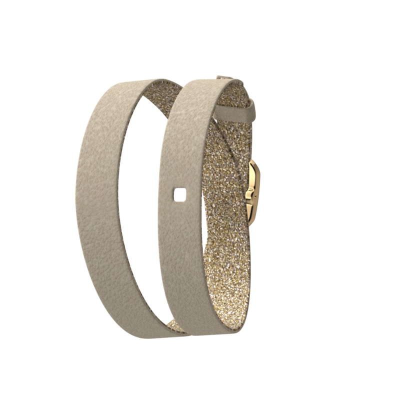 Cream / Gold Glitter Wraparound leather strap, Gold finish buckle-lesgeorgettes