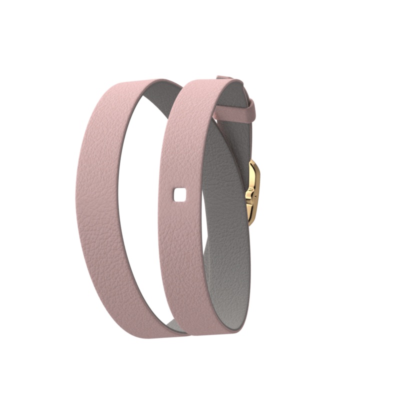 Light Pink / Light Grey Wraparound leather strap, Gold finish buckle-lesgeorgettes
