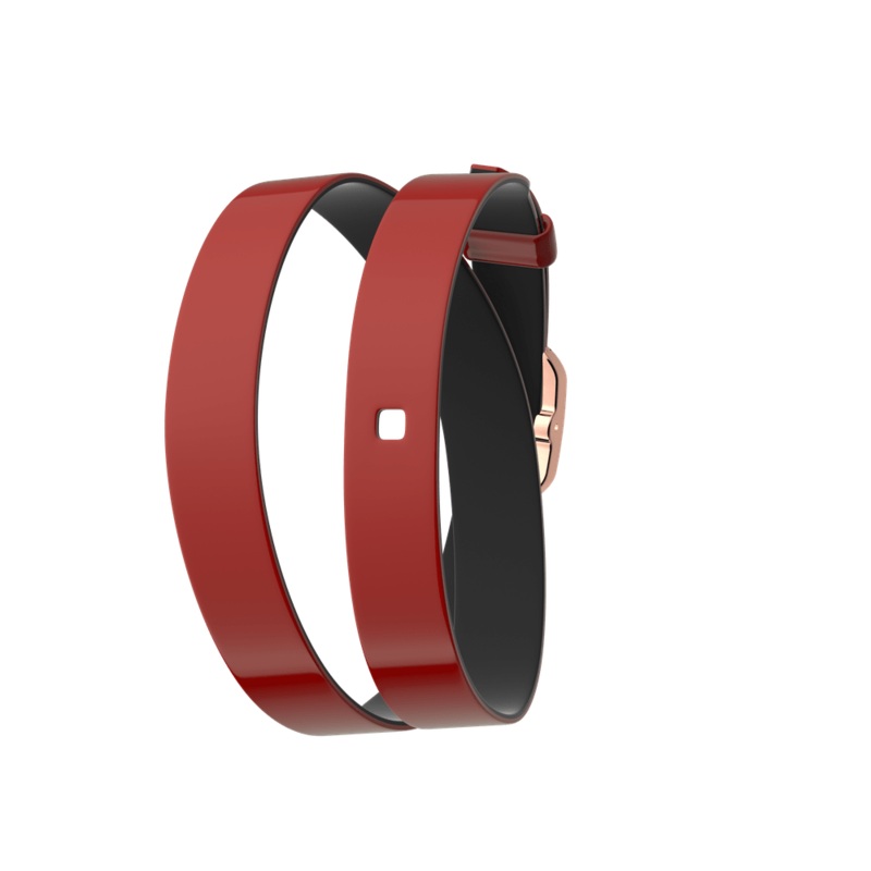 Patent Red / Black Wraparound leather strap, Rose gold finish buckle-lesgeorgettes