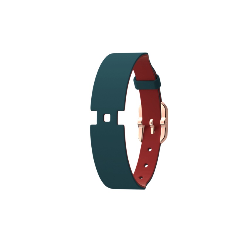 Petrol Blue / Raspberry Single Wrap Leather strap, Rose gold finish buckle-lesgeorgettes