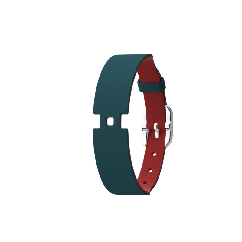 Petrol Blue / Raspberry Single Wrap Leather strap, Silver finish buckle-lesgeorgettes