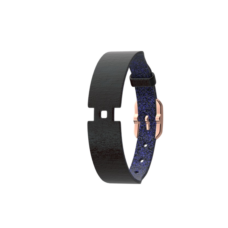 Starry Night / Bark Brown Single Wrap Leather strap, Rose gold finish buckle-lesgeorgettes