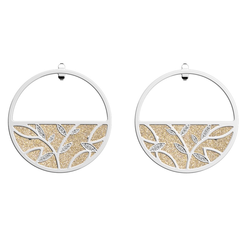 Arbre de Vie earrings, Gold Glitter / Cream reversible inserts-lesgeorgettes