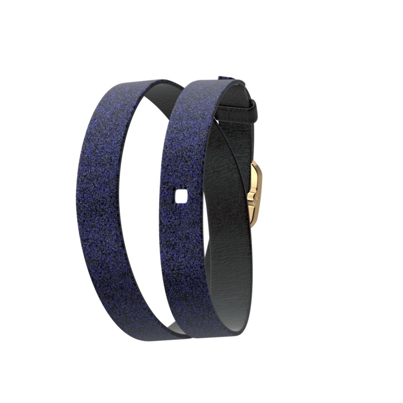 Starry Night / Bark Brown Wraparound leather strap, Gold finish buckle-lesgeorgettes