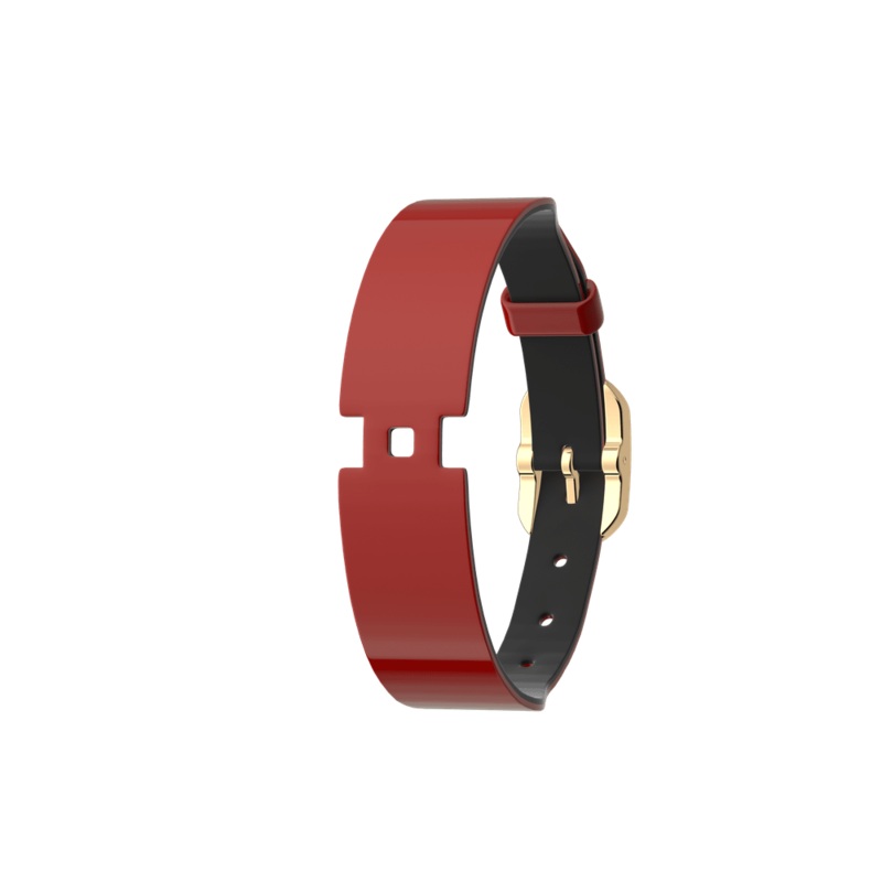 Patent Red / Black Single Wrap Leather strap, Gold finish buckle-lesgeorgettes