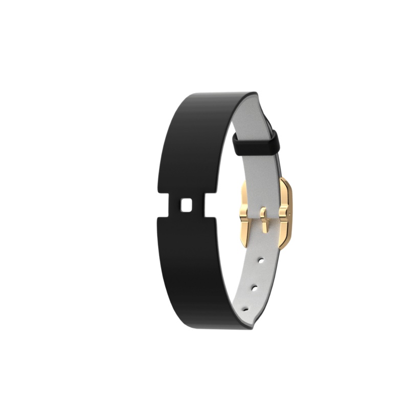 Black / White Single Wrap Leather strap, Gold finish buckle-lesgeorgettes