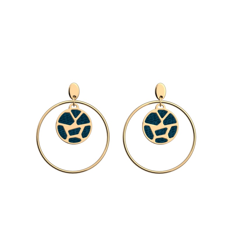 Girafe earrings, Bluish Scales / Georgettes Blue reversible inserts-lesgeorgettes