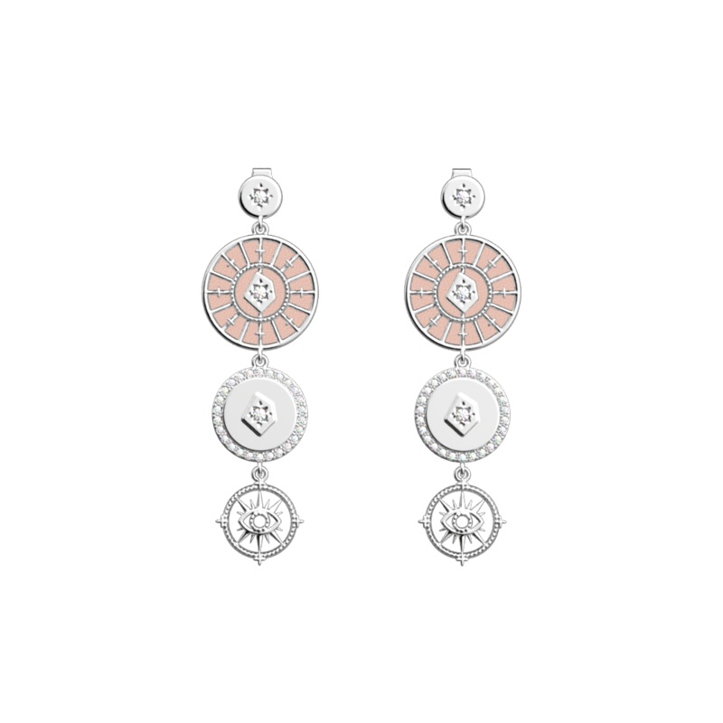 Astrale Pampille earrings, Jasmine / Metallic Pink reversible inserts-lesgeorgettes