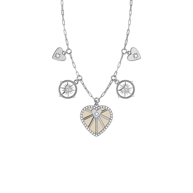 Cur Cleste Pampille necklace, Cream / Gold Glitter reversible insert-lesgeorgettes