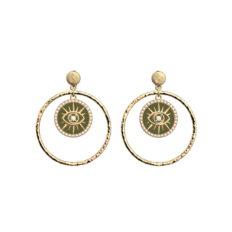 il earrings, Olive / Fresh Water reversible inserts-lesgeorgettes