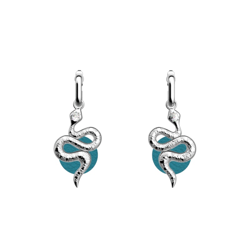 Serpent earrings, Georgettes Blue / Bluish Scales reversible inserts-lesgeorgettes