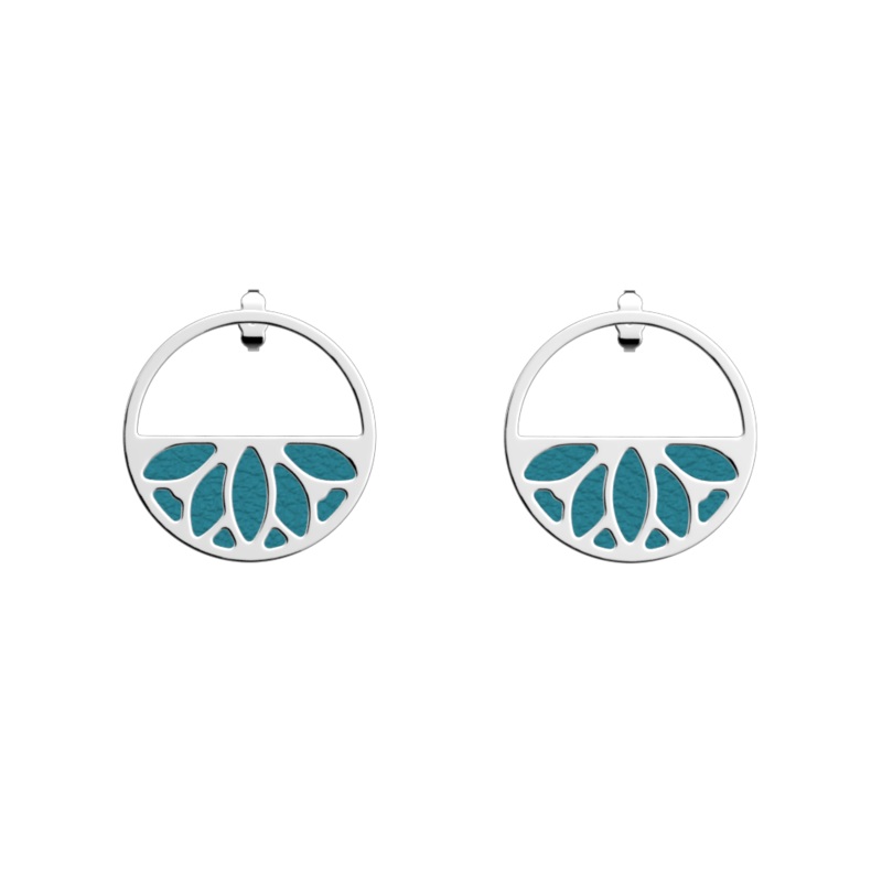Lotus earrings, Georgettes Blue / Bluish Scales reversible inserts-lesgeorgettes