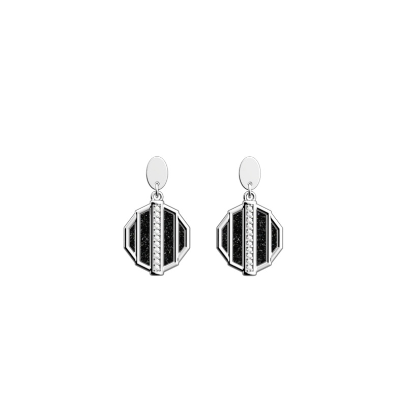 Merveille earrings, Black Glitter / Red reversible inserts-lesgeorgettes