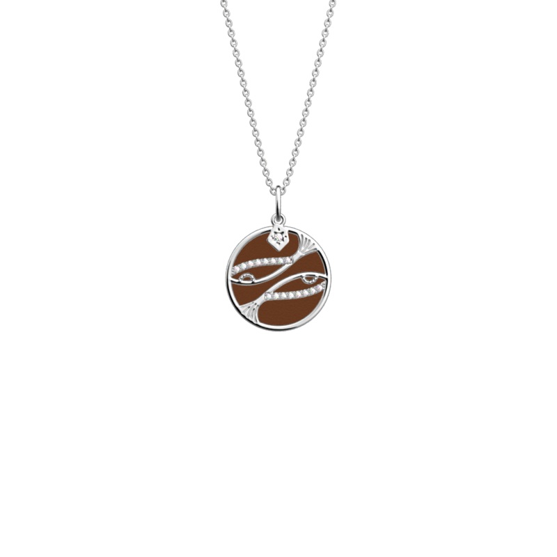 Pisces necklace, Terracotta / Bronze reversible insert-lesgeorgettes