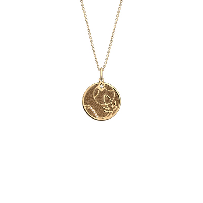 Scorpion necklace, Bronze / Terracotta reversible insert-lesgeorgettes