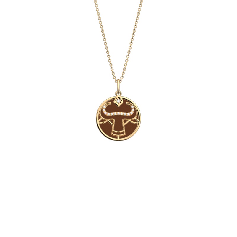 Taurus necklace, Terracotta / Bronze reversible insert-lesgeorgettes