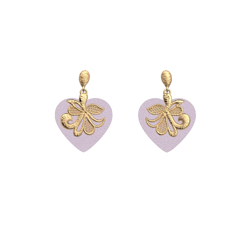 Bouquet earrings, Wisteria / Wild Violet reversible inserts-lesgeorgettes