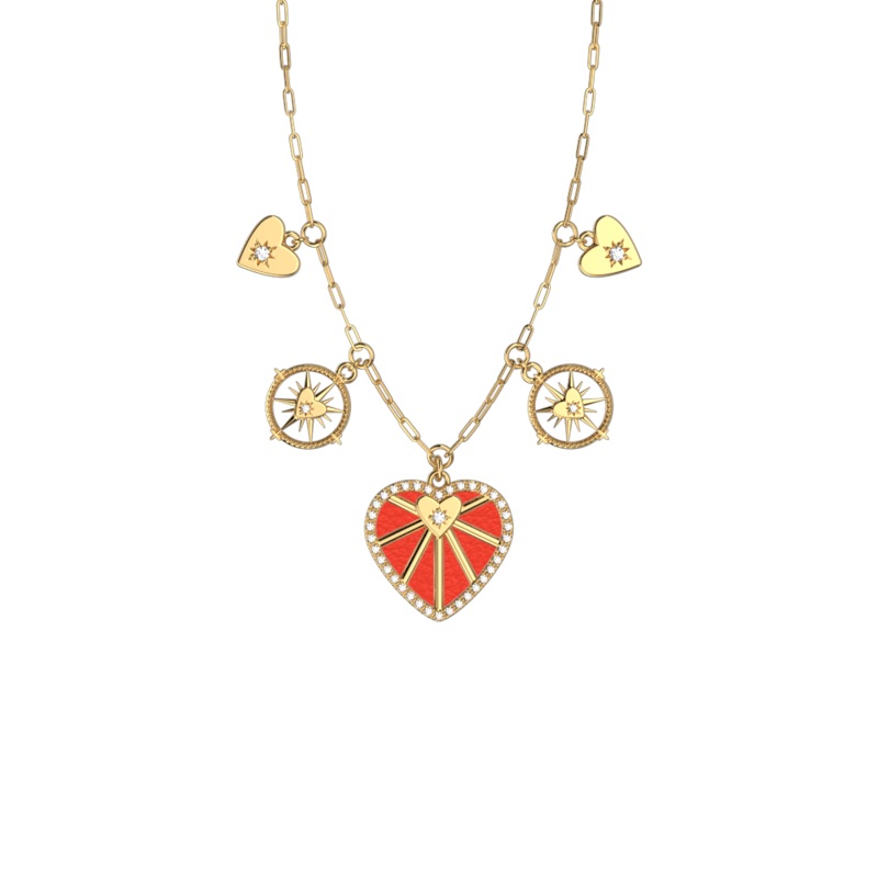 Cur Cleste Pampille necklace, Red Passion / Glamour reversible insert-lesgeorgettes