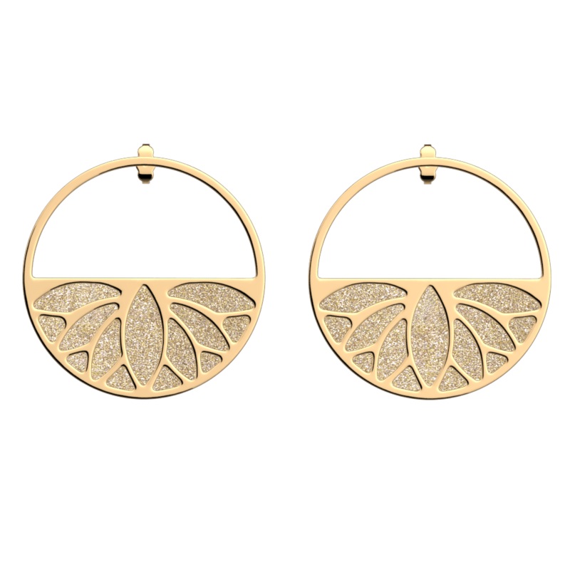 Lotus earrings, Gold Glitter / Cream reversible inserts-lesgeorgettes