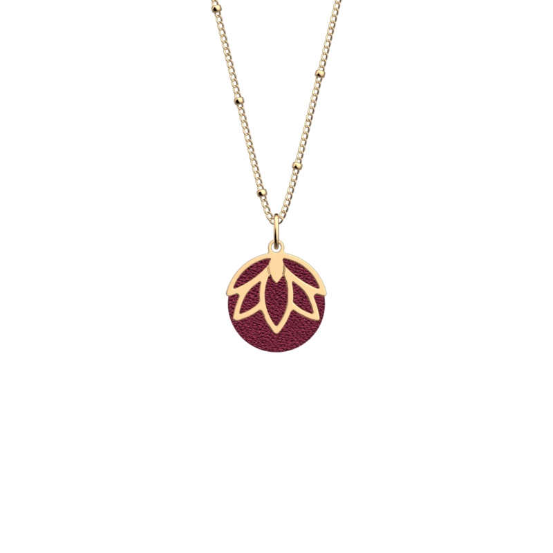 Lotus necklace, Pomegranate / Sugared Almond reversible insert-lesgeorgettes