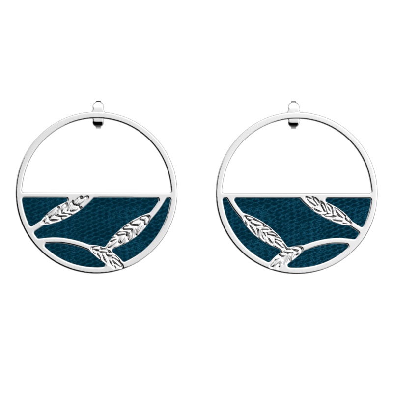 pis de Bl earrings, Bluish Scales / Georgettes Blue reversible inserts-lesgeorgettes