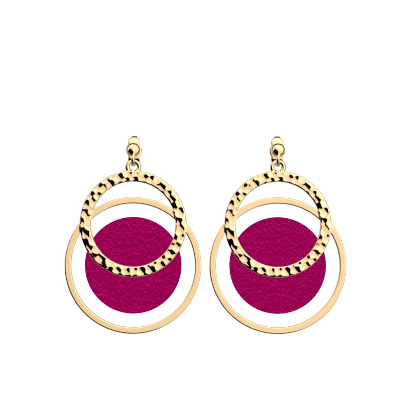 Pure Martele earrings, Exotic Fuchsia / Pink Amaryllis reversible inserts-lesgeorgettes