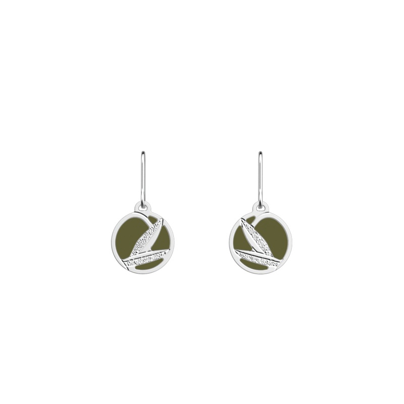 Rose des Sables earrings, Olive / Fresh Water reversible inserts-lesgeorgettes