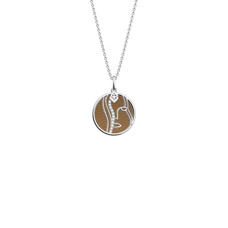 Virgo necklace, Bronze / Terracotta reversible insert-lesgeorgettes