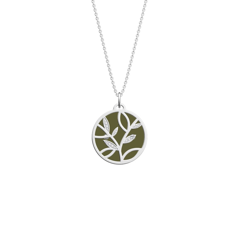 Arbre de Vie necklace, Olive / Fresh Water reversible insert-lesgeorgettes